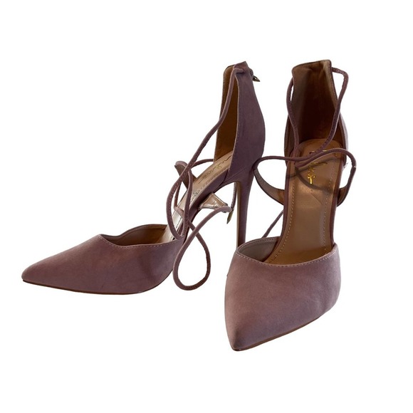 Lulu's women's size 8 1/2 pink stilleto heels w ankle ties night out formal 76 - Picture 13 of 13